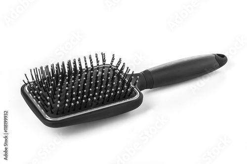 Hair brush with a black handle