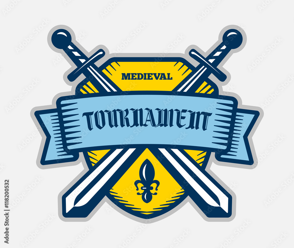 Medieval tournament fight sport vector logo. Knight, pirate, buccaneer ...