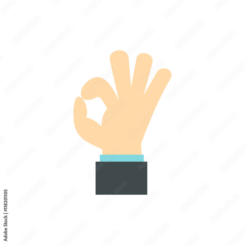 Gesture okay icon in flat style isolated on white background. Gestural symbol Gesture okay icon in flat style isolated on white background. Gestural symbol