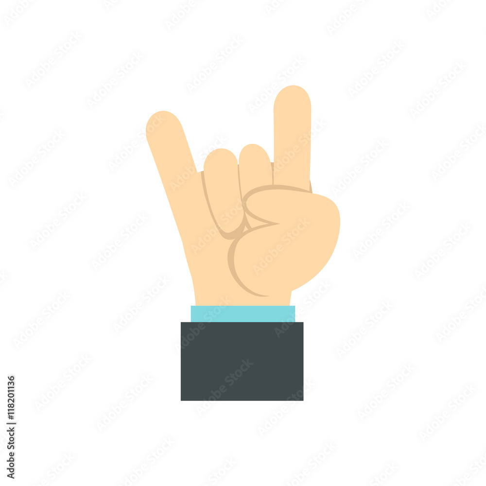 Gesture rock musician icon in flat style isolated on white background. Gestural symbol Gesture rock musician icon in flat style isolated on white background. Gestural symbol
