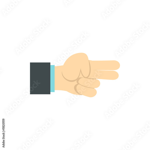 Gesture index and middle finger together icon in flat style isolated on white background. Gestural symbol