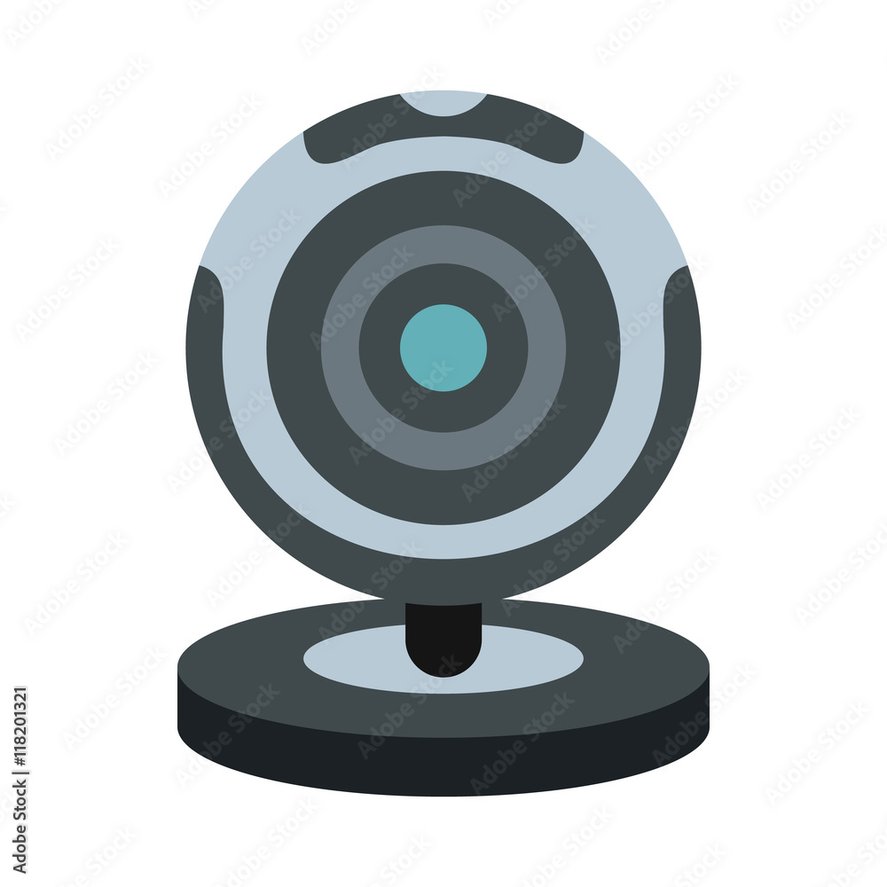 Webcam icon in flat style isolated on white background. Video symbol Webcam icon in flat style isolated on white background. Video symbol
