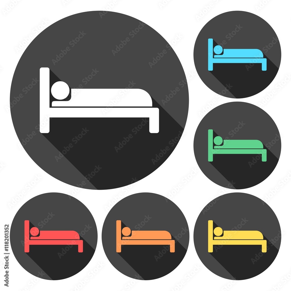 Human in bed sign icon, Travel rest place Human in bed sign icon, Travel rest place