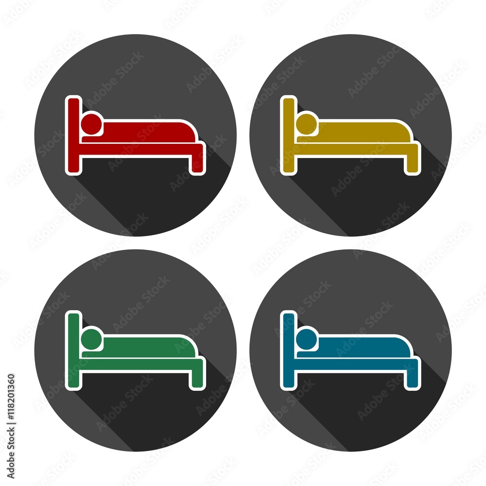 Human in bed sign icon, Travel rest place Human in bed sign icon, Travel rest place