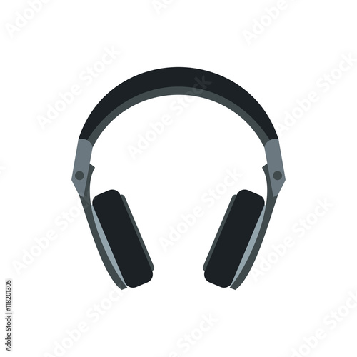 Headphones icon in flat style isolated on white background. Music symbol