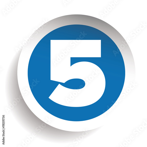 Number Five sticker vector blue photo