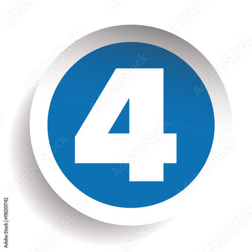 Number Four sticker vector blue