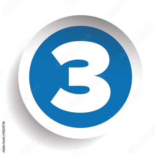 Number Three sticker vector blue