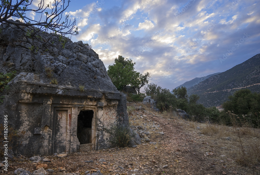 Lycian Tomb near Kas, Antalya in Turkey
