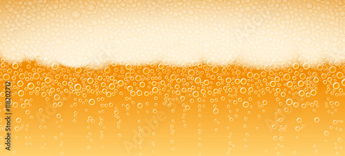 Fotografia Beer with foam and bubbles of Lager Light Bitter varieties; Vector background Ep