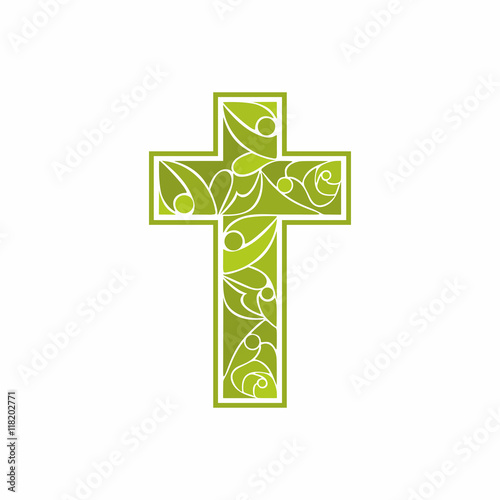 Church logo. Christian symbols. Jesus cross.