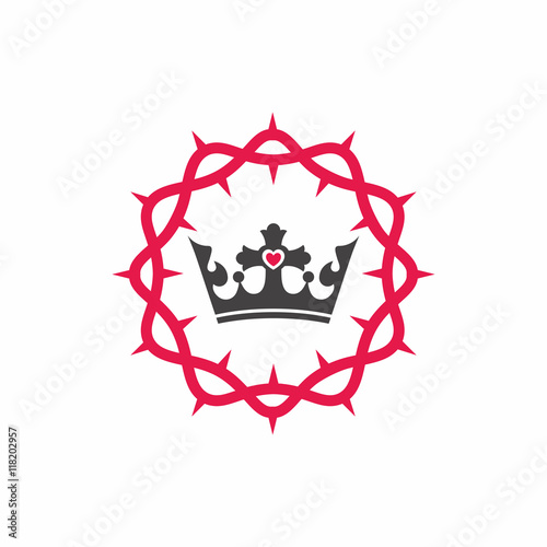 Church logo. Christian symbols. Crown of thorns and crown of King.