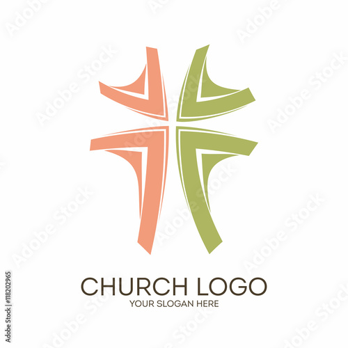 Church logo. Christian symbols. Jesus cross.