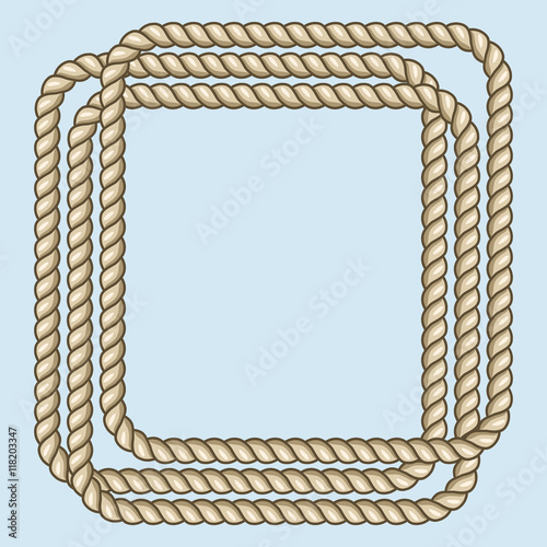 Square nautical brown ropes frame