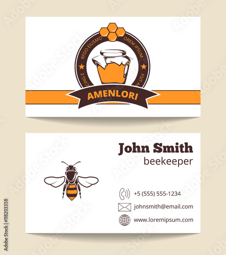 Beekeeper vector business card template