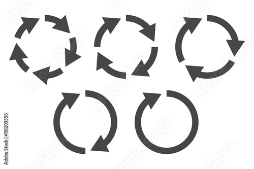 Repetitive process icon with circular arrows explanation. Icon reflect renewable energy, recycling, repeatable industry and business processes.