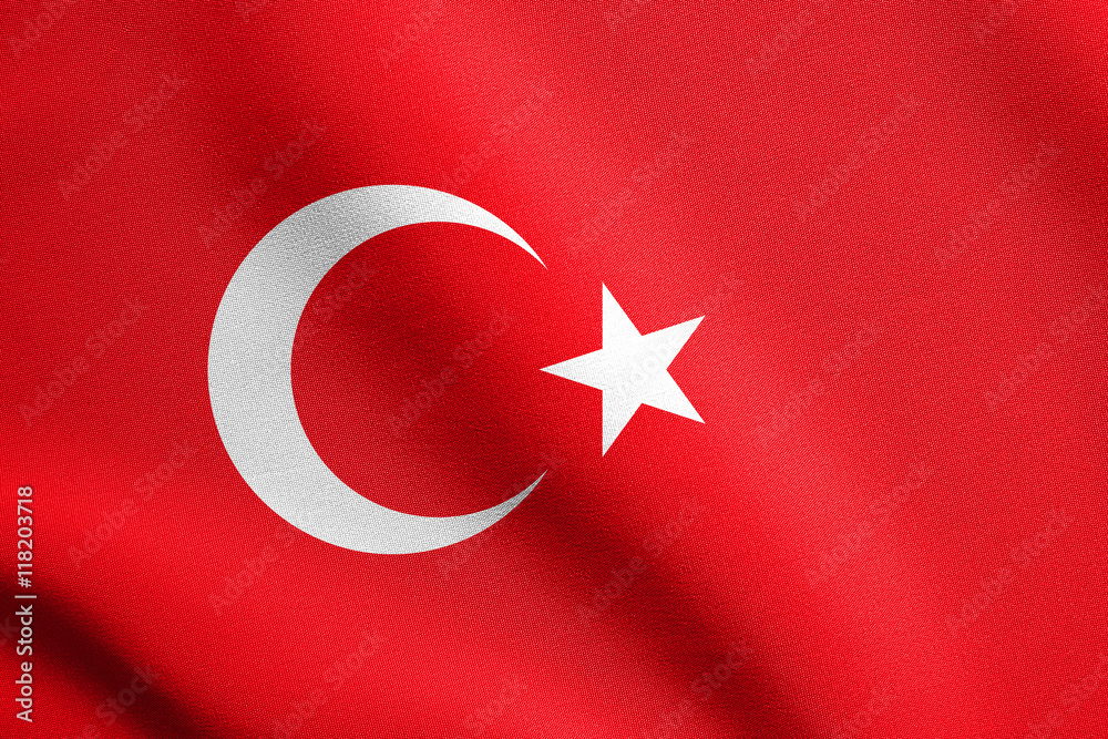 Obraz premium Flag of Turkey waving with fabric texture