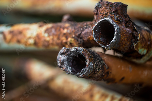 rusty pipes closeup