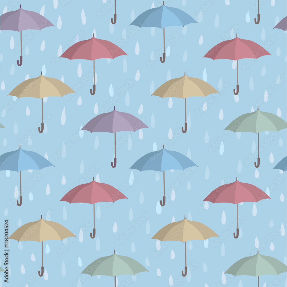 Water drops seamless pattern. Raindrop background. Rain texture