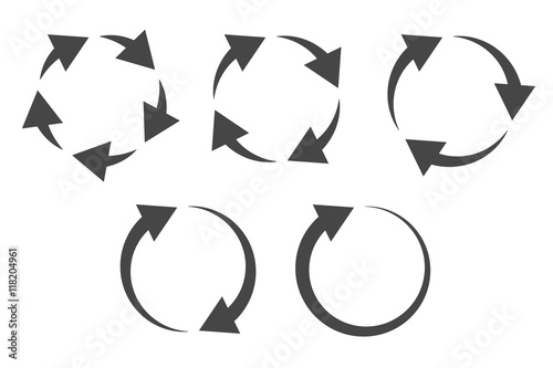 Repetitive process icon with circular arrows explanation. Icon reflect renewable energy, recycling, repeatable industry and business processes.