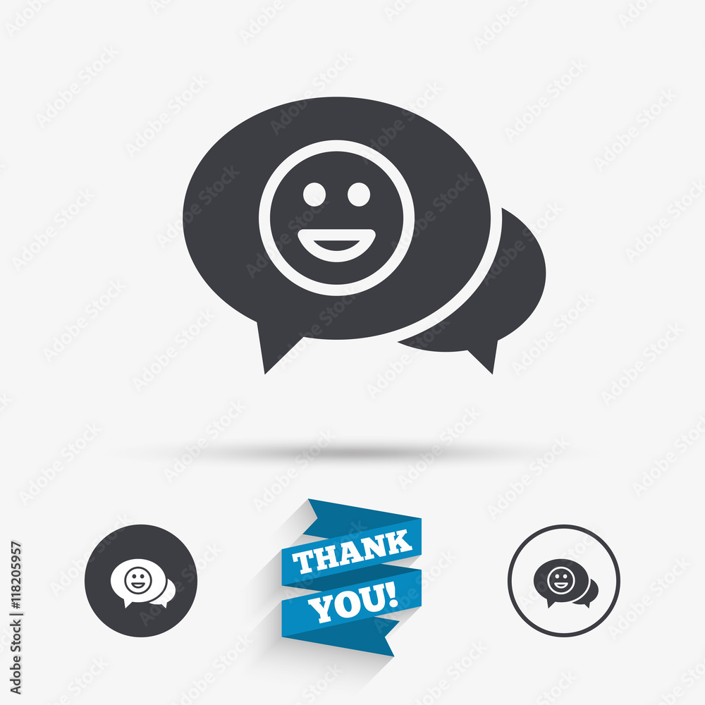 Fototapeta premium Chat Smile icon. Happy face symbol.