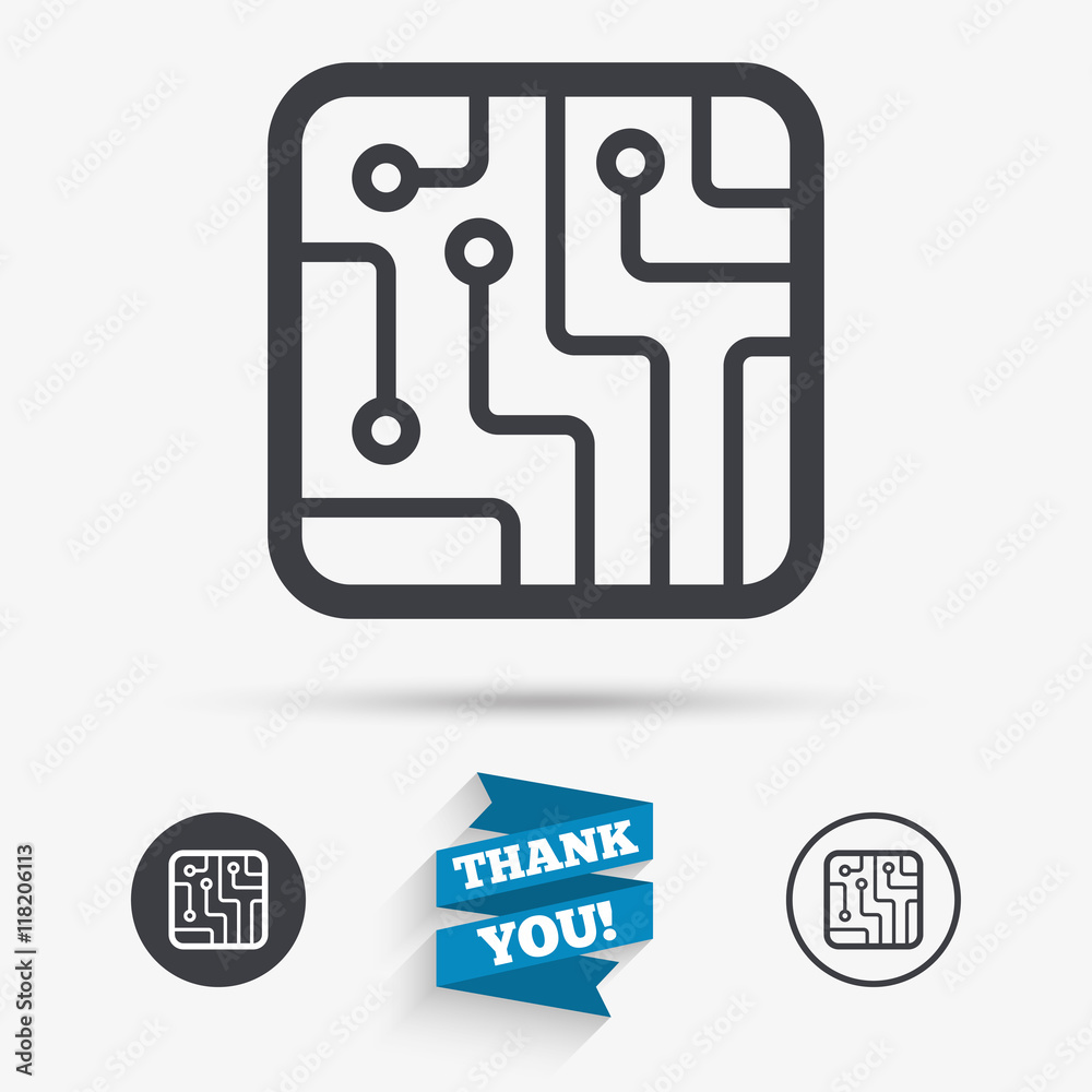 Circuit board sign icon. Technology symbol. Circuit board sign icon. Technology symbol.