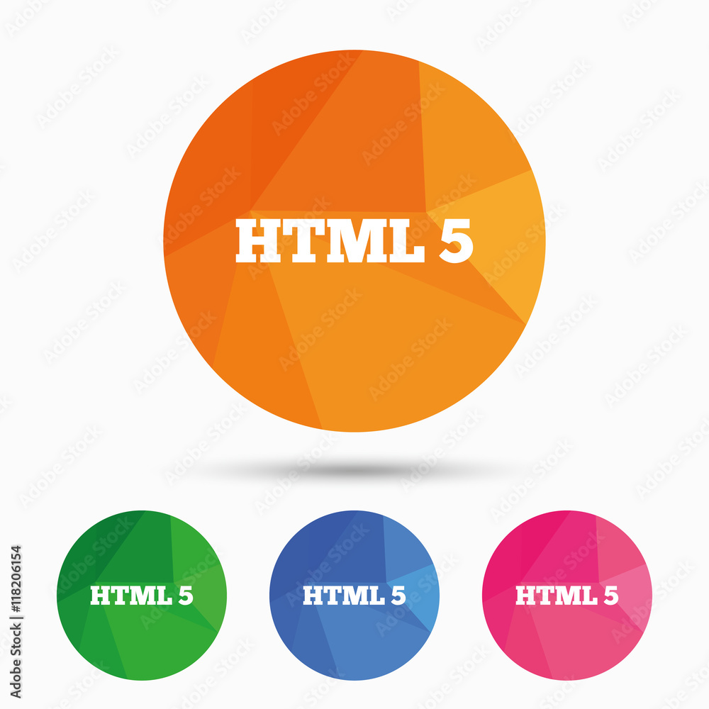 HTML5 sign icon. New Markup language symbol. HTML5 sign icon. New Markup language symbol.
