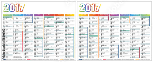 CALENDRIER 2017 13mois (base pour 265x210mm en recto-verso) typo arial vecto. et non vecto., 22 calq