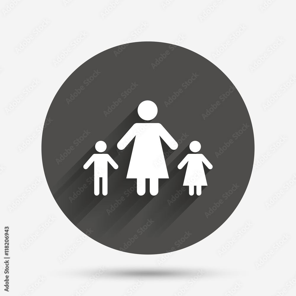 One-parent family with two children sign icon.