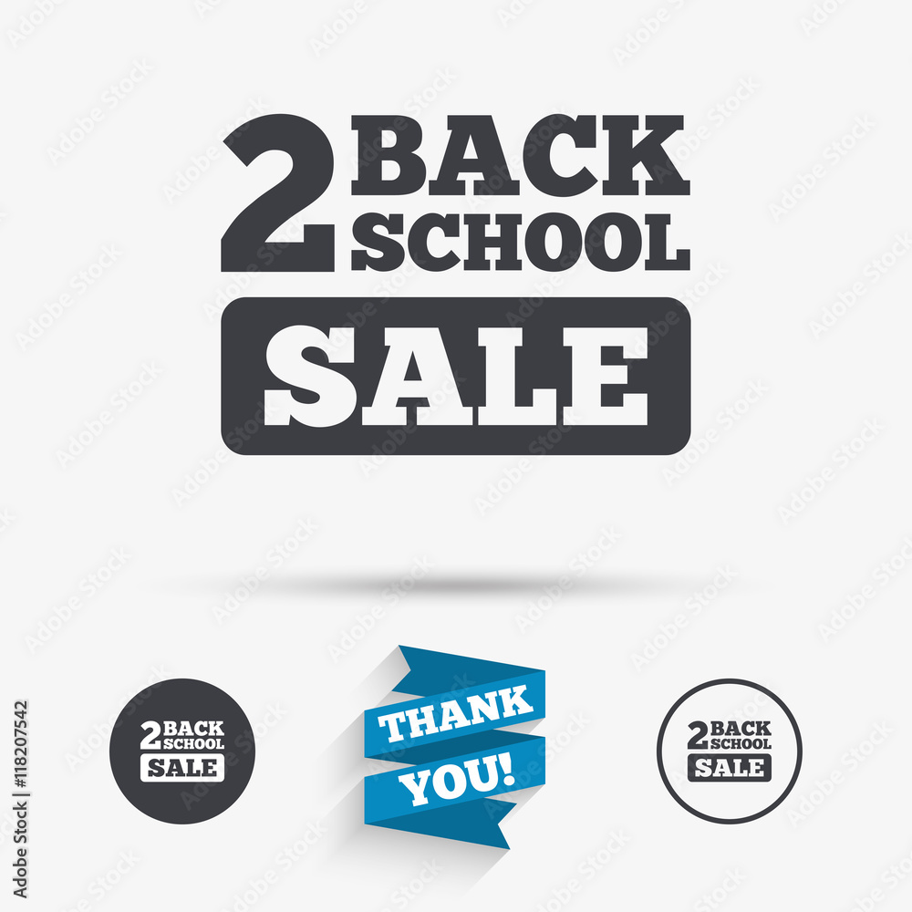 Fototapeta premium Back to school sign icon. Back 2 school symbol.