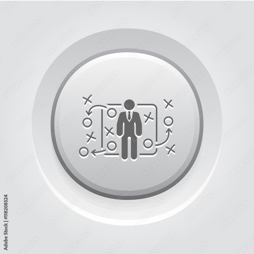 Tactics Icon. Grey Button Design. Tactics Icon. Grey Button Design.