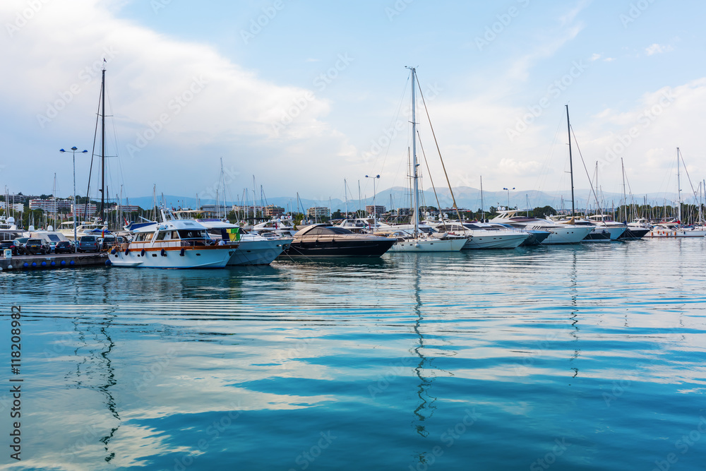 boats in the harbor of Antibes, France