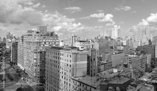 Panoramic view of Closely packed buildings and City Skyline of Upper West Side of Manhattan  New York City