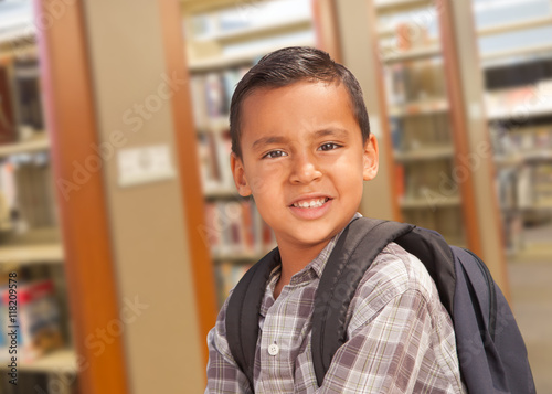 Hispanic Student Boy with B...