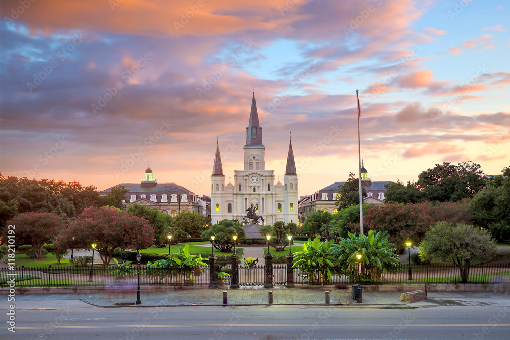 Saint Louis Cathedral and Jackson Square in New Orleans