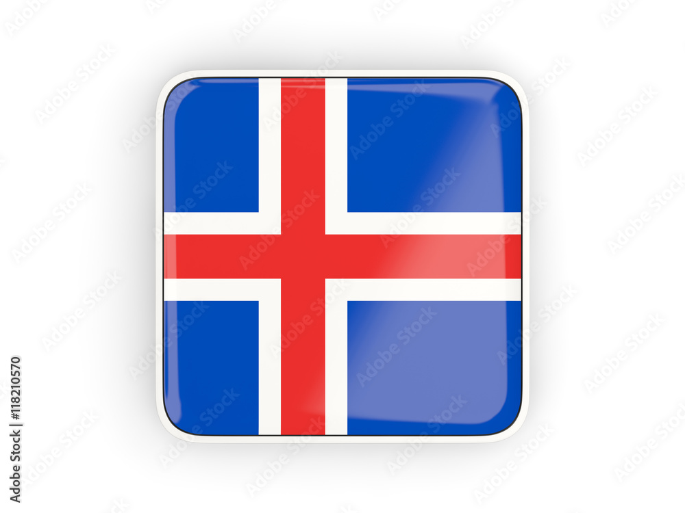 Fototapeta premium Flag of iceland, square icon