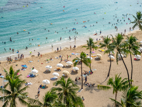 Beautiful Waikiki beach in Honolulu, Hawaii.