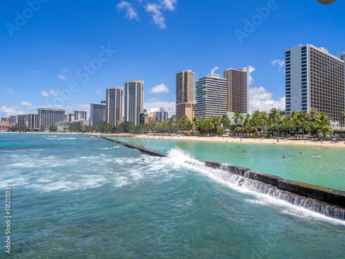 Beautiful Waikiki beach in Honolulu, Hawaii.
