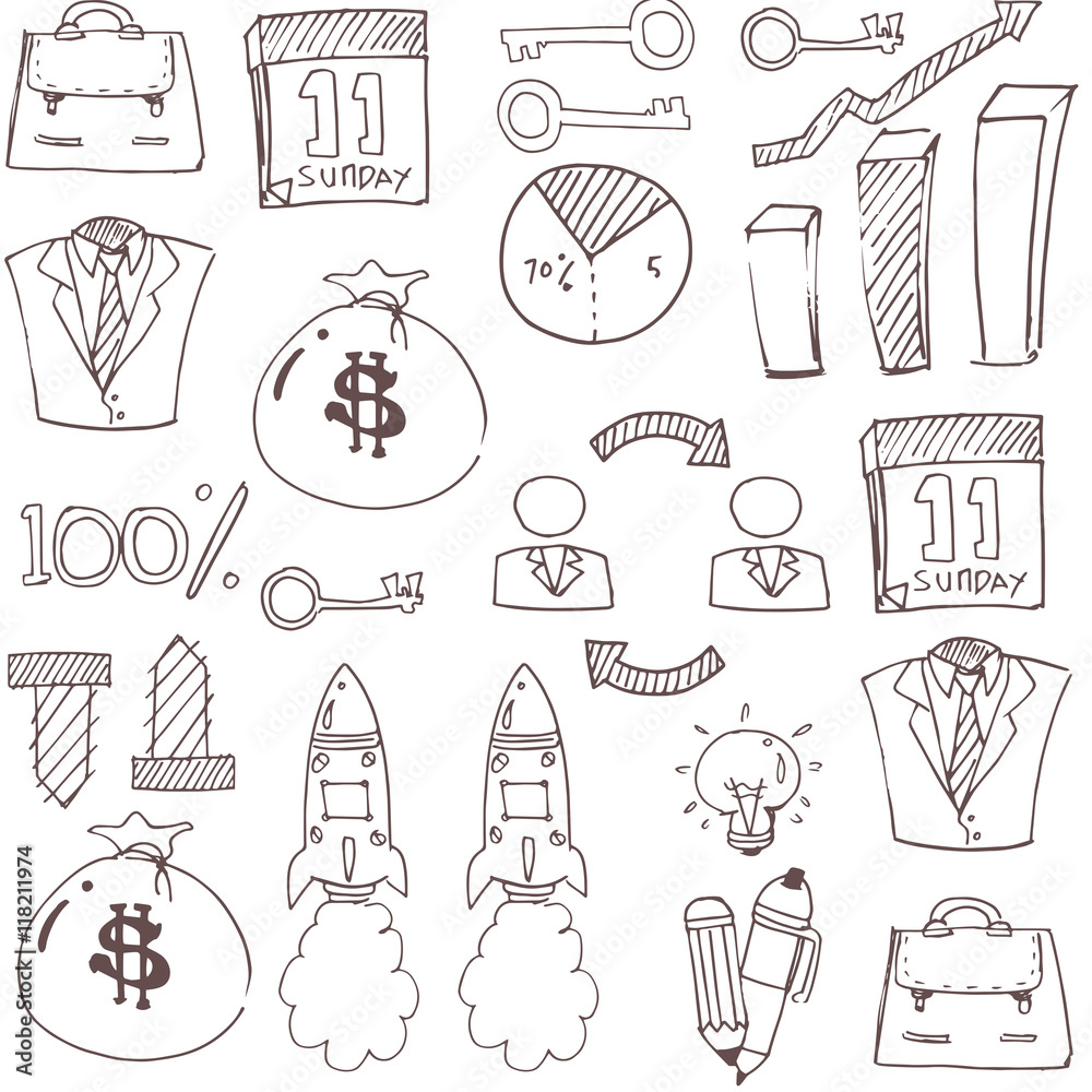 Doodle of flat image business Doodle of flat image business