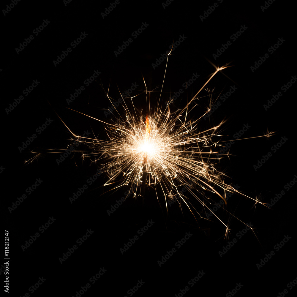 Firework Sparkler on black background, close-up