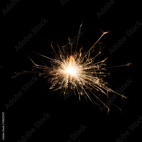 Firework Sparkler on black background, close-up