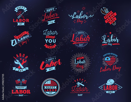 Happy Labor day emblems