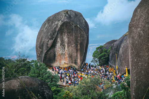 A Lot of People Worship Buddha Foot Print at Khao Khitchakut , Chantaburi Thailand. photo