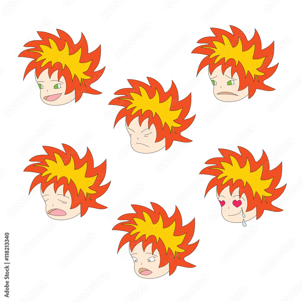 Funny Cartoon Faces Emotions Anime Style Stock Vector Royalty Free  469212539  Shutterstock
