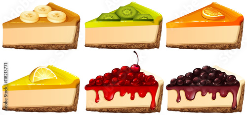 Set of cheesecake with different flavors