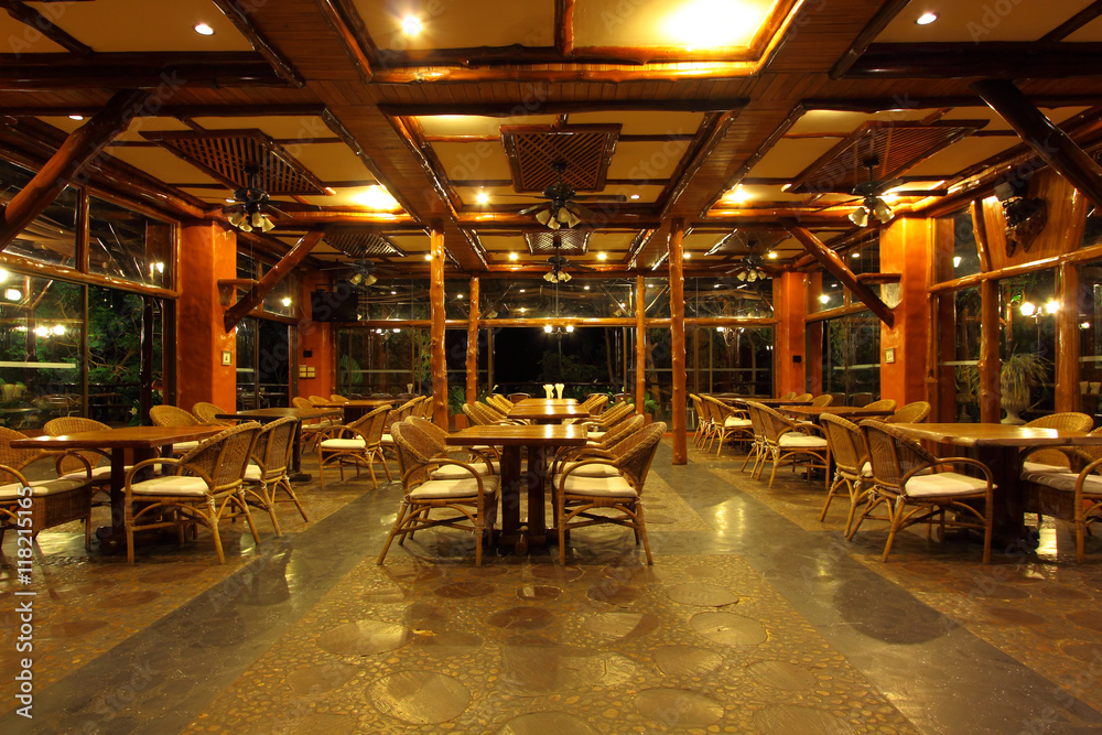 Interior of food hall inside of restaurant