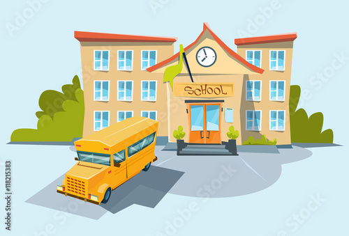 School Exterior Yellow Bus
