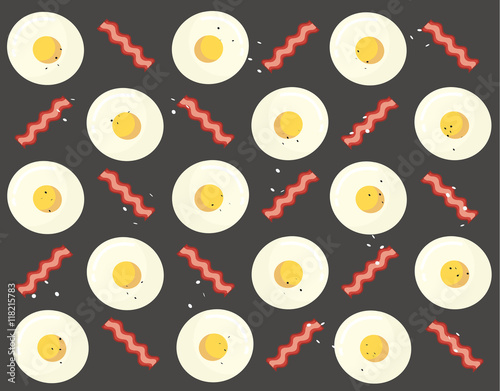 Fried egg and bacon breakfast background vector