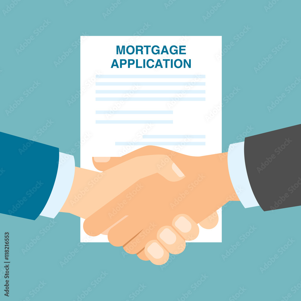 Mortgage application handshake. Application approved. Successful contract for property. Mortgage application handshake. Application approved. Successful contract for property.