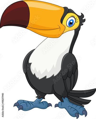 Cartoon toucan isolated on white background